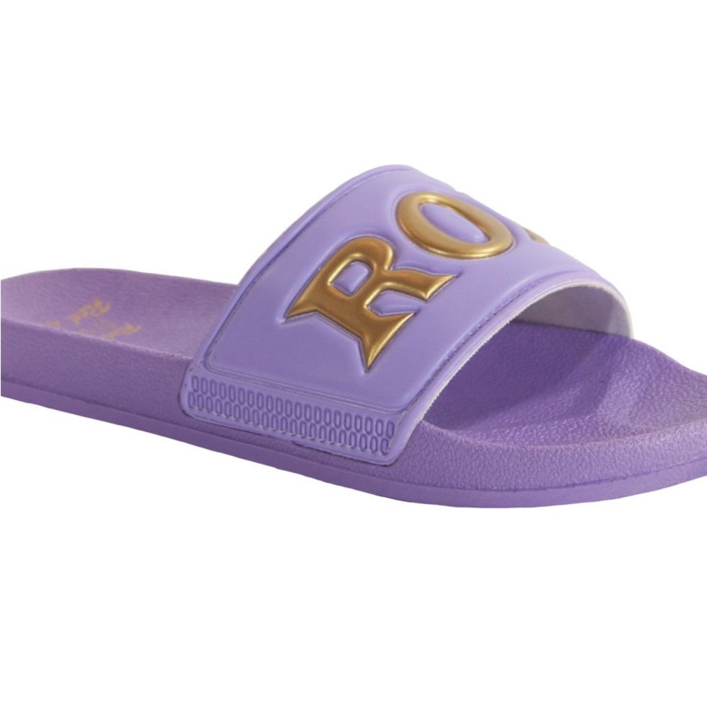 New men purple and gold robin slides size 11 authentic slippers shoes comfort